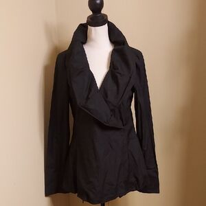 Women’s Elegant Black Draped Collar Jacket